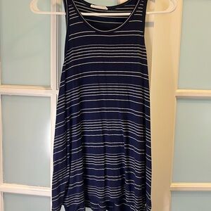 Navy Blue & White Striped Tank Top